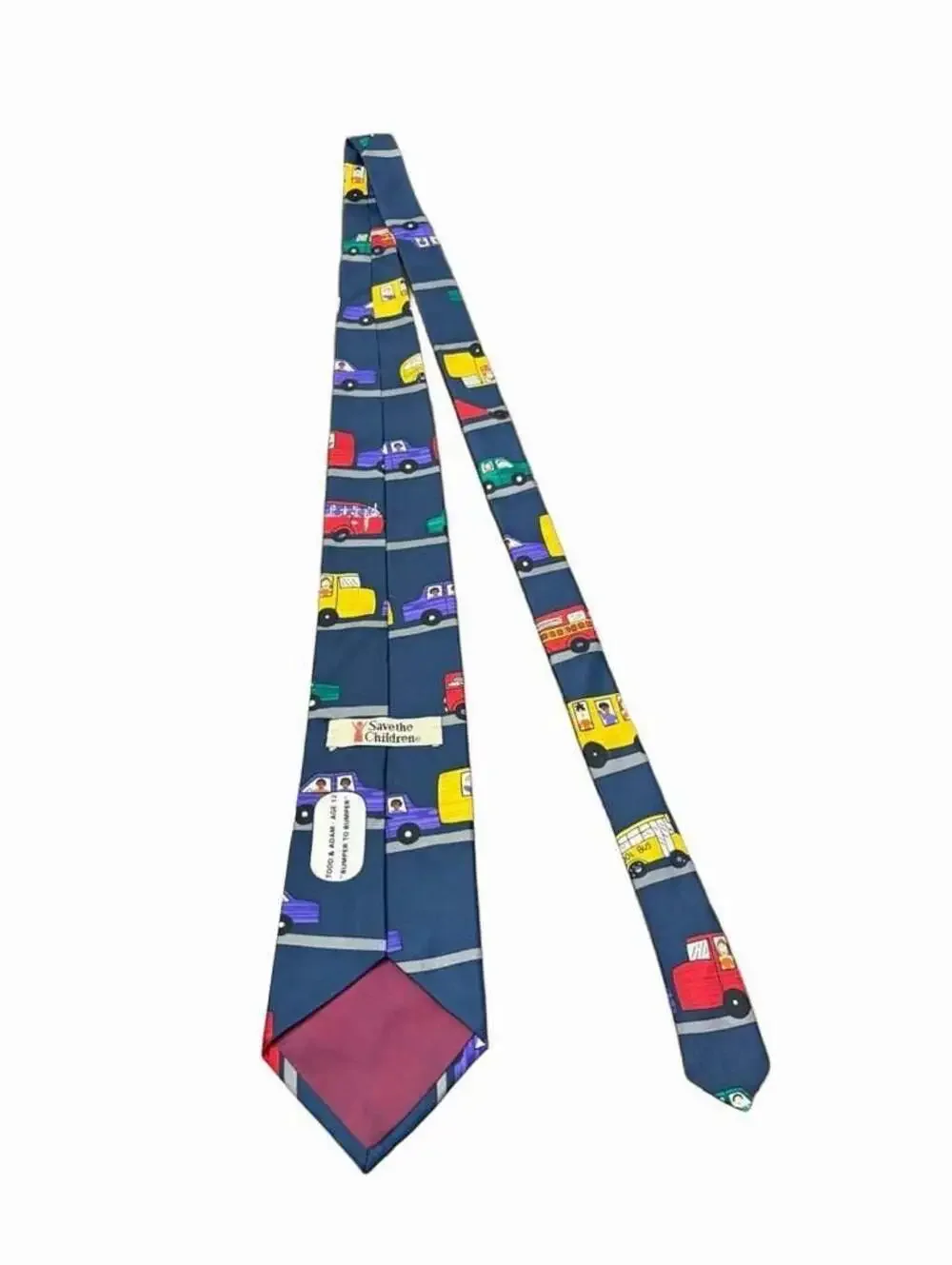 Save the Children Bumper to Bumper Todd & Adam School Bus Novelty Silk Necktie